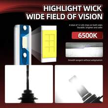 2个H11 H1 H4 H13 9007 H7 9005/HB3 9006/HB4大灯LED灯泡组合，超亮6500K白光，3570 CSP芯片，无需工具即可轻松安装，可替换卤素/暗灯泡，带散热风扇，即插即用 - 紅色 - 查看 7