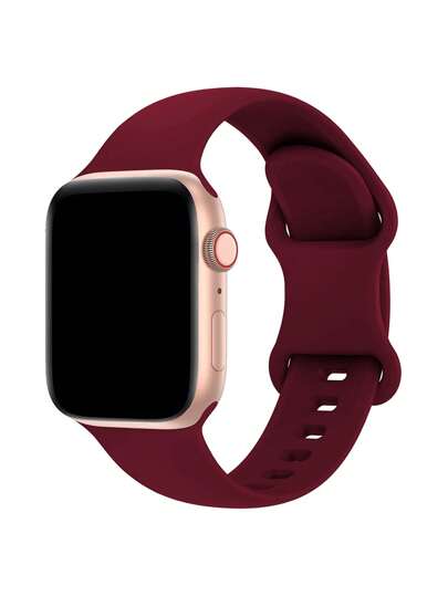 1pc Wine Rood Silicone Horloge Compatible Apple As Students Returning To School