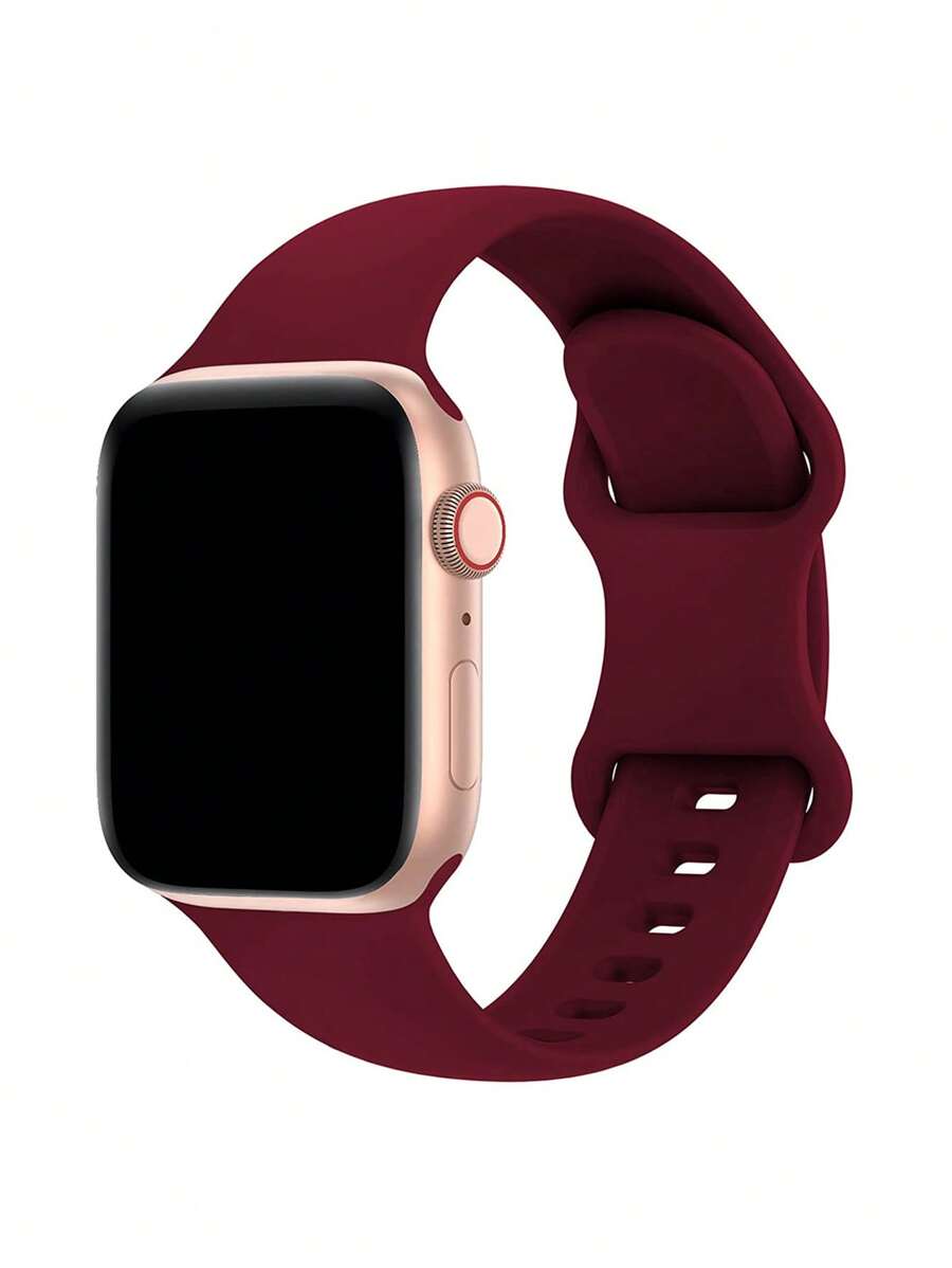 1pc Wine Red Silicone Watch Band Compatible With Apple Watch As A Gift For Students Returning To School