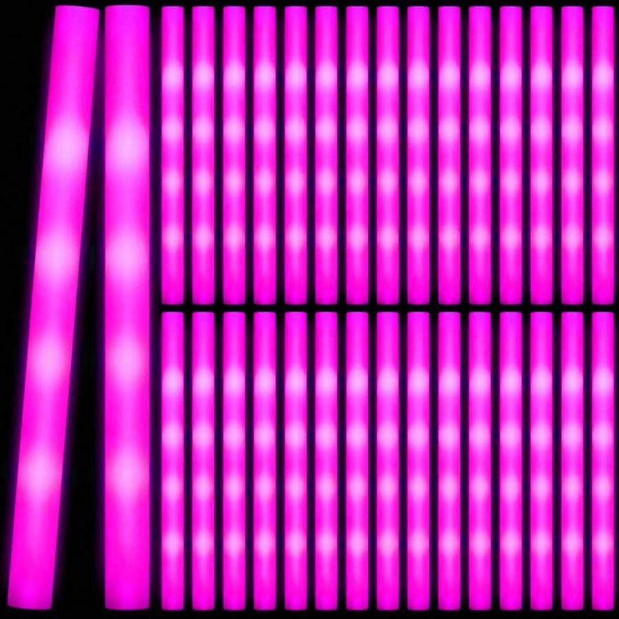 102pcs LED Foam Light Stick 4 LED Light, Constant Light Mode, Glow, Perfect For Valentine's Day, Easter, Weddings, Carnivals, Concerts, Camping, Sporting Events, Bedrooms, Hotels, Parties,Graduation Decorations(Pink) - Pink - View 1
