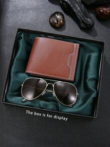 Zestaw 2 męskich portfeli + okularów przeciwsłonecznych na co dzień. Pomysły na formalne/biznesowe stylizacje na Walentynki.