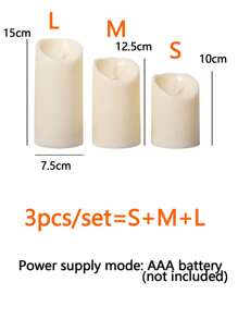3pcs Large Plastic LED Candles Outdoor Waterproof Flameless Candles Battery Powered LED Flickering Columnar Candles Long-Lasting Plastic Wedding Candle Table Candle Lamp Suitable For Restaurants Bars Home Decor Valentine's Day Confession Atmosphere Candle Lamp Couple Dining Candle Lamp,1/3pcs