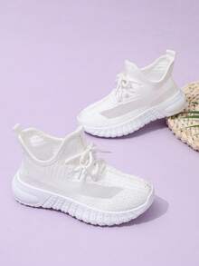1 Pair Women's Breathable Mesh Sneakers, Casual Running Shoes, Autumn - White - View 5