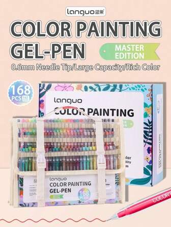 Avancerad presentask med 168/162 färger i gelpennor, 0,6 mm signaturpenna för studentteckning, färgad tuschpenna, manuell penna med stor kapacitet för anteckningar, stapelbar färgad ritpenna för hemmafixare, förvaringspenna för handritade pennor för färgad teckning av anime och tecknade serier, present till student.