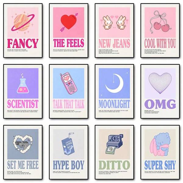 1pc/3PCS Wall Arts Posters Optional Frame Modern Kpop Music Album Cartoon Poster Print Twice Korean Girl Group Canvas Painting Wall Art Picture For Kawaii Room Home Decor