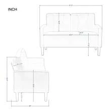 Nivtlpre Modern Compact Loveseat Sofa - Space-Saving Design With Durable Wood & Iron Frame, 6 Color Options - Light Grey - View 3
