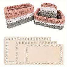 3pcs DIY Wood Crochet Basket Bases With Blank Wood Boards, Mixed Colors, 3 Sizes, Suitable For Crafts, Sewing, And Home Decor, Great For Customized Handmade Bags, Wallets And Storage Baskets - Wood Color - View 11