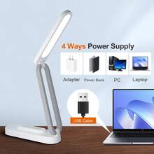 Lámpara LED de computadora para oficina, hogar, funciona con pilas, lámpara recargable, luz plegable y portátil, tira de luz LED de computadora, lámpara de computadora pequeña regulable, Adecuado para aprender, trabajar y enseñar en el aula. - Amarillo - Ver 3