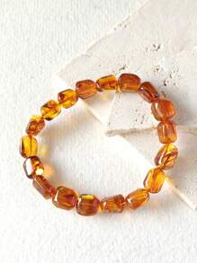Natural Baltic Amber Beaded Bracelet For Couple's Bangle Therapy Vintage Gemstone Calm And Peace Organic Gem Nature Stone Jewelry Energy Gift