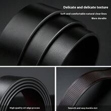 1pc Men's Fashion Belt With Automatic Alloy Buckle - Genuine Cowhide Leather Business Belt, Soft And Durable, Suitable For Business And Casual Trouser Wear - Comfortable And Adjustable, Gifts For Men - 黑色 - 查看 3