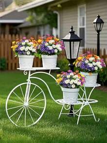 5 束户外人造花、塑料花饰、向日葵仿真花束、抗紫外线人造花灌木，适用于装饰住宅、酒店、办公室、婚礼、派对、家庭花园、阳台、别墅、庭院、窗框、婚礼、摄影和墓地装饰 - 彩色 - 查看 3