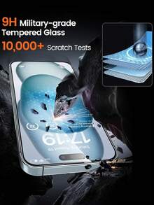 适用于 14/15/16 Pro Max/15 Plus 和 13/11/12 Pro Max/13 Mini 的 2 片装钢化玻璃屏幕保护膜，防刮花