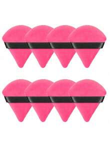 24pcs/15pcs/8pcs/3pcs Triangle Flocked Makeup Sponges, Soft And Fluffy Texture, Suitable For Face And Body Powder Puff, Mixed Set Makeup Beauty Tools - Hot Pink - View 3