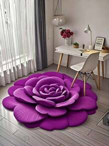1pc Purple 3D Visual Abstract Flower Shape Mat, Made Of Siliceous Mud With Anti-Slip Bottom, Suitable For Sofa, Bedroom, Bathroom, Living Room, Bedside, Washable & Quick-Drying, Can Also Be Used As Absorbent Coaster