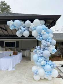 Light Blue Latex Party Balloon -5/10/12/18 Inches -10/30/50/70/90pcs Round Helium Pastel Blue Balloon Engagement Wedding Anniversary Shower Gender Reveal Birthday Graduation Celebration Home Decoration - Baby Blue - View 3