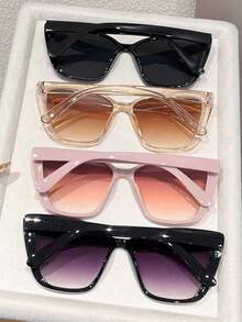 4 Stück/Set Damen Multi-Color Cat Eye Rahmen Sexy Girly Allround Vielseitig Tragbar Laufsteg Mode Brillen Kombi, geeignet für Straßenfotografie, Reisen, Modeaccessoire - 4 stücke Grau doppel tee lila rosa lila grau - Übersicht 4