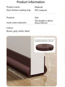 Bande d'étanchéité pour bas de porte PVC à emboîter de 93 cm/bande, réduction du bruit silencieuse, bande d'étanchéité pour bas de porte, article de blocage des courants d'air pour pièce climatisée, chambre à coucher, bande anti-vent pour bas de porte, stickers de décoration murale et de pièce