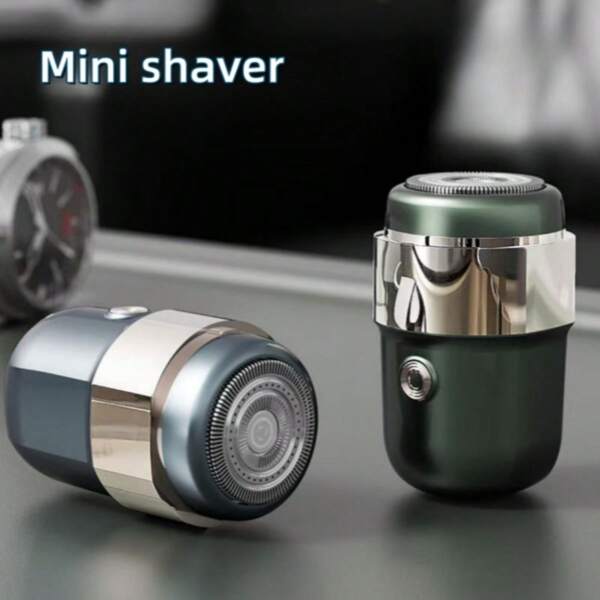 Rasoio elettrico, rifinitore di barba, mini rasoio elettrico portatile per uomo, per uso bagnato e asciutto, ricaricabile tramite USB, funzionamento con un solo pulsante, adatto per casa, auto, viaggio