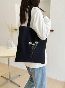 Floral Print Shopper Bag School Bag For Graduate,Teen Girls,Freshman,Sophomore,Junior & Senior In College,University & High School,Perfect For Outdoors,Travel & Back To School,School Bag,Large Capacity,Portable,For Teen Girls Women College Students,White-Collar Workers,Perfect For Work,Back To School,Middle School,High School,College,Vacation