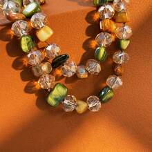 波西米亚风彩色贝壳玻璃多层长款毛衣链项链，欧美跨境热卖 - 綠咖混色 - 查看 5