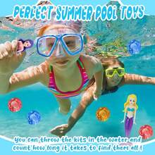 4pcs Mermaid Swimming Pool Diving Set With Glow In The Dark, Kids Swimming Pool Diving Toys, Kids Swimming Practice Diving Toys, Swimming Pool Mermaid Toys Underwater Diving Games, Diving Pool Toys, Bath Tub Toys, Floating Swimming Pool Toys, Mermaid Princess Swim Toys, Suitable For Children, Boys, Girls, Teenagers, Summer Beach Water Games, Children's Birthday Party Gifts (Random Color)