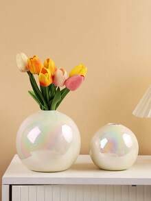 Pearl Colorful Ball Ceramic Vases Home Decoration Crafts Flowerpot Art Hydroponic Vases Are Suitable For Home Decoration, Office Decoration, Restaurant Decoration And Other Decorative Ornaments, And Are Ideal For Giving Gifts To Friends. Room Decor Flower Vase Glass Vase - Multicolor a - View 2