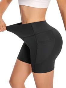 Women's Outdoor Cycling Yoga Leggings, High Waist Casual Shorts For Summer, Workout Skinny Pants With Pockets