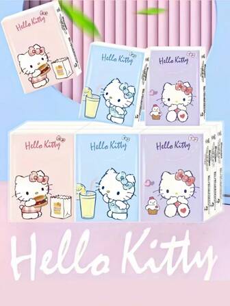 Sanrio Sanrio 9-Pack Tissue, Cute KT Cat Printed Tissue Paper, Portable Cartoon Pattern Facial Tissues, Perfect For Students, Work, And Spring/Fall Decor Travel.