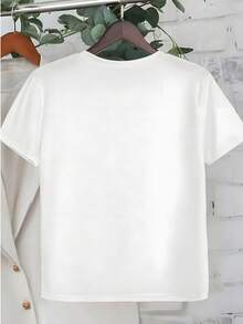 Damen Weißes Kurzarm T-Shirt - Lässiges Sommer Top mit minimalistischem Design, Halbarm, Loose Fit, Rundhalsausschnitt, Lässige Kleidung moderne Freizeitmode - Weiss - Übersicht 2
