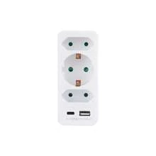 CILIA 1/2 Pcs 5-In-1 Multi Outlet Adapter Extender With USB,Type-C And 3 European Socket - European Converter For Home, Office,Travel,White
