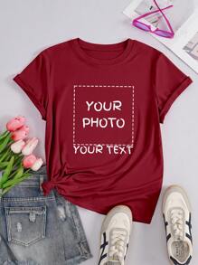 Personalisierte Sportgeschenke, personalisierte Damen T-Shirts, fügen Sie Text und Bilder hinzu (Selfies/Landschaften/Familienfotos/Freunde/Paare/Muster/Haustiere etc.), Text in Schriftart und Farbe nach Wahl, gestalten Sie Ihr eigenes personalisiertes bedrucktes T-Shirt als Geschenk für Ihre Freundin, Paar-Dating-Shirts und mehr. Kann für den Valentinstag personalisiert werden.