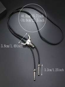 1 Stück verstellbare westliche Stierenkopf Halskette, amerikanisch-westlicher Cowboy Bolo Krawatte Kragen Charm, lässige Party Hochzeit Trauzeuge Unisex Leder Kordel Anhänger, tolle Geschenkidee für Herren Krawatte