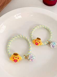Sanrio Sanrio 2pcs/5pcs Hello Kitty Hair Tie Candy Color Beads High Elastic Hair Accessories Sweet And Cute With Rhinestone Pendants Girls Teenagers Adults Daily Holiday Party Wear Summer Home Bathroom Decoration Fashion Multifunctional Hair Rope