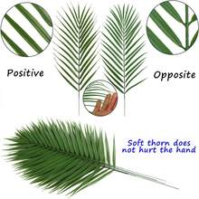 1片/5片/10片/20片 14.5英寸人造棕榈叶，户外装饰，花园装饰，大型绿色仿真热带棕榈叶，适合春季装饰、棕榈花、婚礼、生日、房间装饰、家居装饰、夏威夷派对、丛林海滩主题派对装饰、情人节、毕业礼物、人造植物 - 綠色 - 查看 4