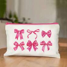 1/5/10/20pcs Sweet Pattern Canvas Zipper Bags Gift Storage Pouch Set, Y2K Style Bow Decor Accessory Organizer Bags, Essential For Ladies Party Butterfly Theme, Versatile Makeup Brush Holder, Stationery Pouch, Party Favor Bags