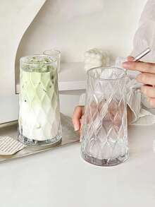 1pc 500ML INS Style Iced Coffee Cup - Suitable For Kitchen And Valentine's Day, Multipurpose Glass Cup For Iced Drinks, Juice, Milk And Casual Beverages - Multicolor - View 3