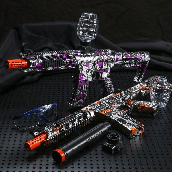 Exclusive Metallic Finish M4 Electric Ball Blaster Toy Gun - High-Speed, Rechargeable With Glasses - Perfect Outdoor Toy Gift For Birthday And Parties (Bullets Excluded)