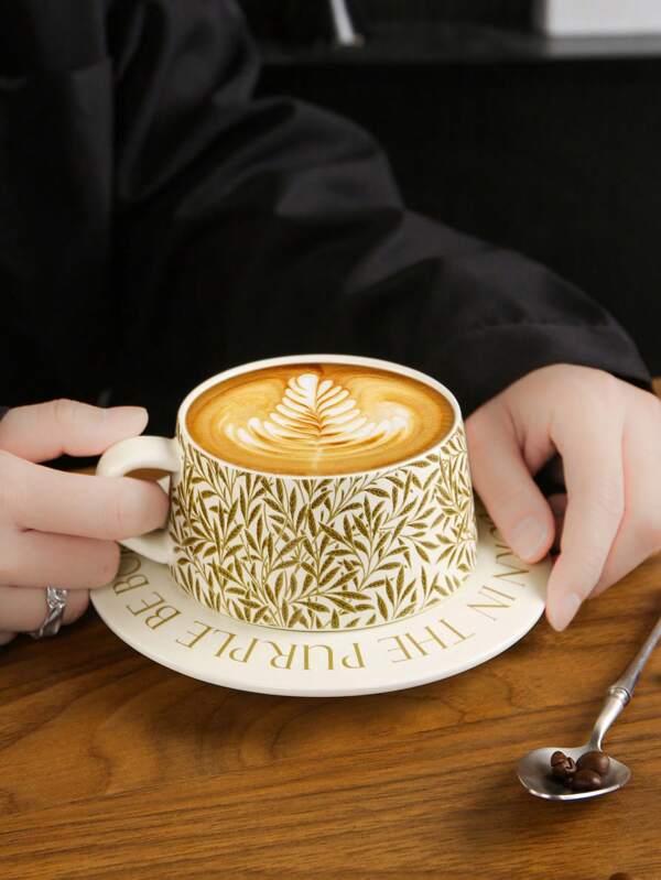 1 set de elegante taza de café y platillo de cerámica, disponible en 2 estilos, adecuado para el hogar, cafetería, club, excelente opción de regalo, regalo personalizado, regalos para mujer, regalos para mamá, regalos de cumpleaños