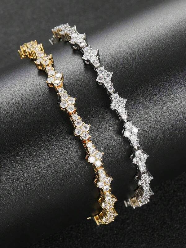 Bracelets de tennis en cristal or et argent pour hommes, bijoux hip-hop avec cubique zirconium brillant, et design élégant, cadeau commémoratif classique pour anniversaire, anniversaire de mariage et occasions spéciales