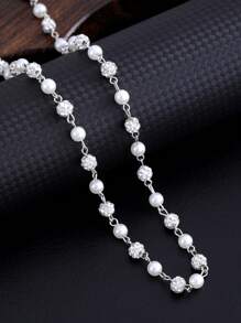 1 pièce Collier à strass et perles de style punk simple et , à porter au quotidien ou à offrir à des amis lors d'occasions spéciales