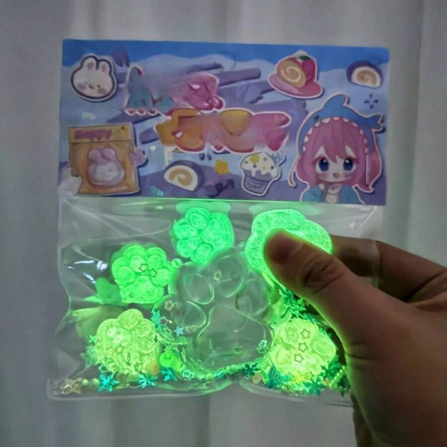 2025年新品 - 爆红网络的夜光5+1猫爪挤压玩具，透明迷你猫爪，柔软舒缓压力，生日、节日、万圣节、圣诞节的完美礼物