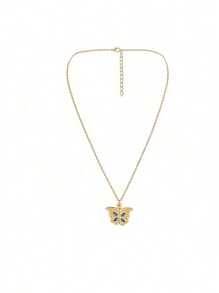 1/5Pcs Personalized Customized Butterfly Pendant Necklace, Love Star Pink Diamond Necklace, Customized Photos, Metal Material, Heart Shaped Album Box Design And Love Star Opening And Closing Design Versatile, Unique, Exquisite And Simple, School Supplies, For Teacher, For Boys And Girls, For Teenagers, Junior High School Students, Middle School Students, High School Senior High School Students, College Students, University Students, Freshman, Sophomore, Underclassmen