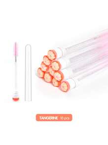 Cepillo de pestañas en forma de tubo con diseño de frutas de dibujos animados, cepillo de pestañas de cristal portátil y redondo para el peinado de pestañas