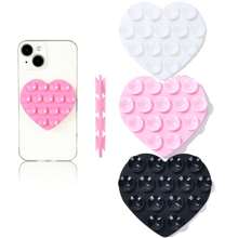 6pcs Silicone Suction Cup Phone Case Stand, Double-Sided Heart-Shaped Anti-Slip Suction Cup Phone Stand, Hands-Free Phone Accessory Stand For Selfies And Videos, Phone Stand