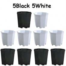 10pcs 7cm Octagonal White Flowerpot Plant Nursery Pot Table Succulent Plant Mini Planting Flowerpot Balcony Office Desktop Plant Decoration