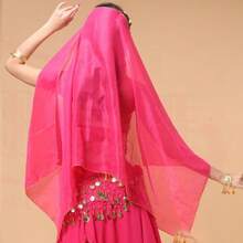 A Set Of Belly Dance Costumes, Chiffon Breathable Scarves, Copper Headpieces, Multi-Color Dance Practice Accessories - Multicolor - View 16