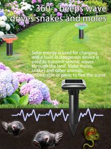 Répulsif solaire à ultrasons - Répulsif extérieur contre les serpents, les campagnols et les gaufres. Pieu de terre résistant aux intempéries pour une utilisation dans le jardin, la ferme et les champs
