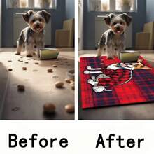 1pc Star & Red Clothed Dog Print Pet Placemat, Quick Drying Feeding Mat For Cats & Dogs, Easy To Clean, Suitable For Pets All Seasons, Pet Cage Pad