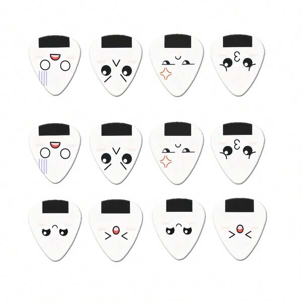 12pcs Guitar Picks Set, Thickness Options: 0.46mm/0.71mm/1.0mm, Colorful Theme, Ukulele Picks, Lively Design, Music Lover Gift