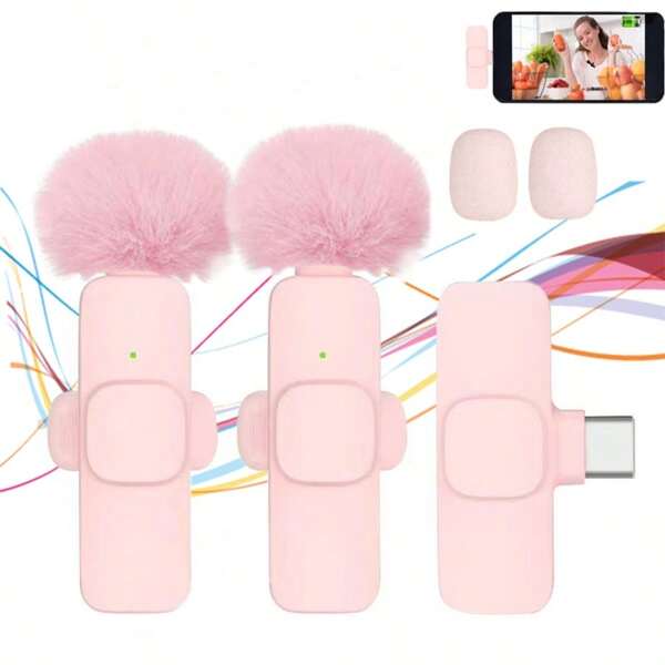 Micrófono lavalier inalámbrico profesional para iPhone, iPad (iPhone 14 y modelos anteriores), micrófono de solapa Plug-Play para usar con , grabación, vlog, Live - rosa, compatible con iPhone y Android para vacaciones de verano, grabación de audio/video, entrevistas, juegos y transmisión en vivo, mini micrófono